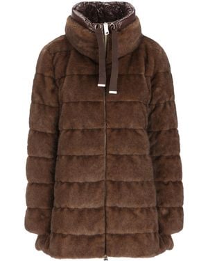 Herno Quilted High-Neck Coat - Brown