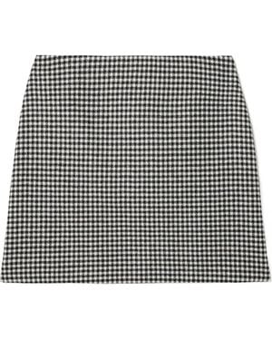 Blazé Milano Houndstooth Wool Mini Skirt - Grey