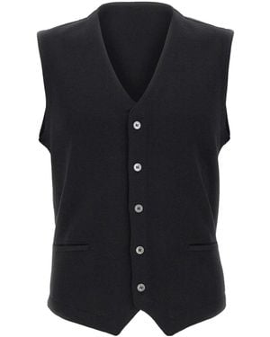 Gran Sasso V-Neck Buttoned Knitted Vest - Blue