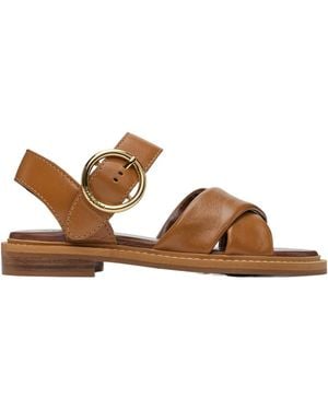 See By Chloé Lyna Cross-Strap Flat Sandals - Brown