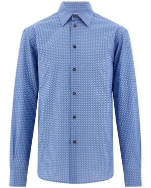 Ferragamo Ferragamo Monogram Long-Sleeve Shirt - Blue
