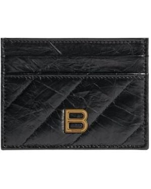 Balenciaga Logo Plaque Quilted Cardholder - Black