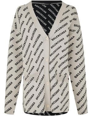 Balenciaga Logo Cardigan - Grey