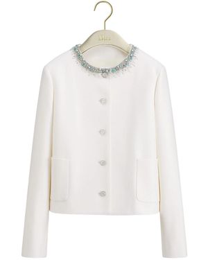 Dior Embroidered Cropped Jacket - White