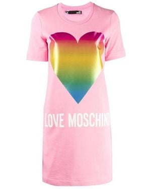 Moschino Logo Printed T-Shirt Dress - Pink