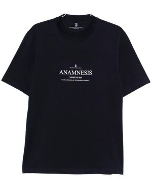 Brunello Cucinelli Logo Printed Crewneck T-Shirt - Black