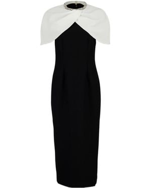Roland Mouret Crystal Trimmed Shawl Crepe Dress - Black