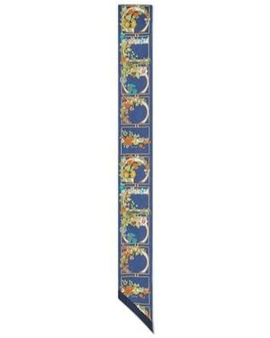 Gucci Printed Silk Twill Neck Bow - Blue