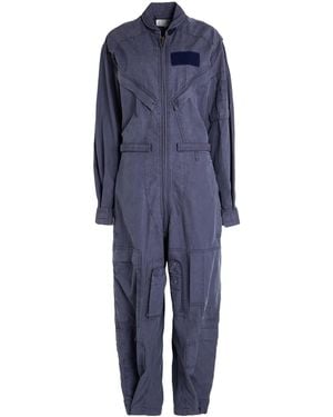 MM6 by Maison Margiela Solid Colour Stretch Long Sleeve Jumpsuit - Blue