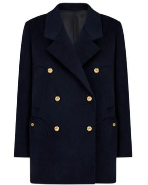 Blazé Milano Blazé Milano Joyme Double-Breasted Long Sleeved Peacoat - Blue