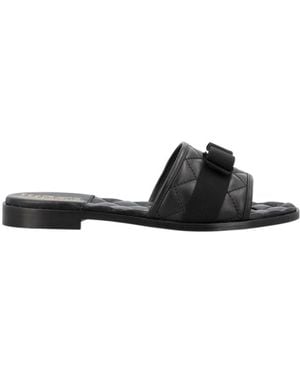 Ferragamo Logo Slippers - Black