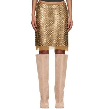 Edward Cuming Hand-Emroidered Sequined Midi Skirt - Natural