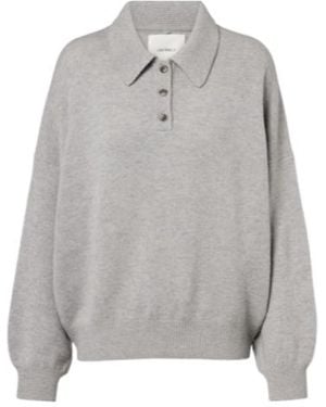 Lisa Yang Etta Cashmere Polo Sweater - Gray