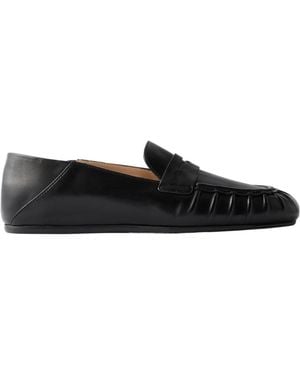 Stuart Weitzman Leather Flat Loafers - Black