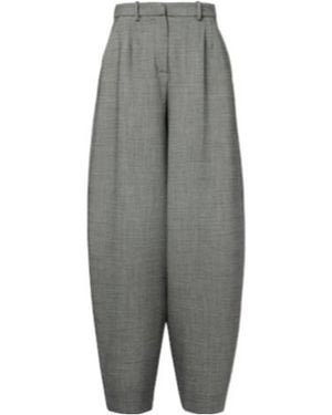 Magda Butrym Herringbone Wool-Blend Barrel-Leg Trousers - Grey