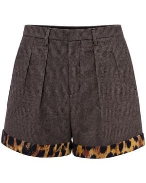 R13 Pleated Turn-Up Shorts - Gray