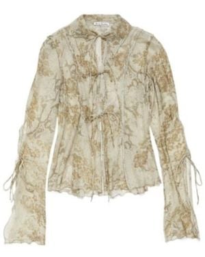 Acne Studios Floral-Print Semi-Sheer Shirt - Natural