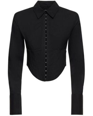 Dion Lee Silk Long-Sleeve Short-Sleeved Shirt - Black