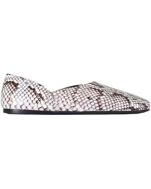 KHAITE Jane Snakeskin Flats - White