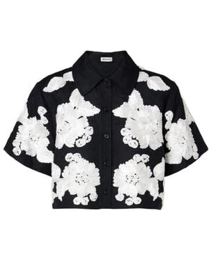 Jonathan Simkhai Callie Embroidered Linen-Blend Shirt - Black