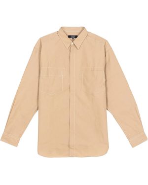 Comme des Garçons Contrast-Stitch Chest-Pocket Shirt - Natural