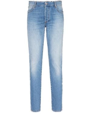 Balmain High-Waist Slim-Fit Jeans - Blue