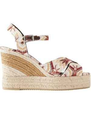 Missoni Striped Woven Wedge Sandals - Natural