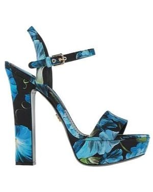 Dolce & Gabbana Floral Woven Sandals - Blue