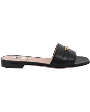 Bally Square Toe Flat Sandals - Black