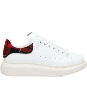 McQueen Leather Tartan-Trim Oversized Trainers - White