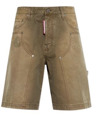 DSquared² Garment Dyed Carpenter Shorts - Green