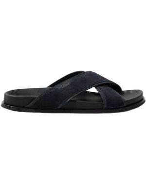 Brioni Leather-Trimmed Suede Sandals - Black