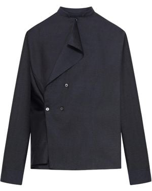 Soeur Buttoned Straight Blouse - Blue