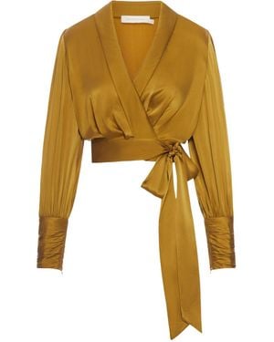 Zimmermann Long-Sleeve Wrap Top - Yellow