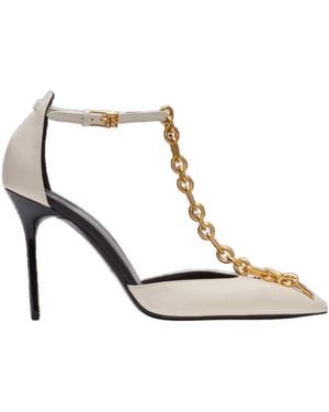 Balmain Sync Leather Stilettos With Pointed Toe - Metallic