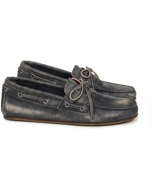 Gucci Distressed Boat Shoes - Grey