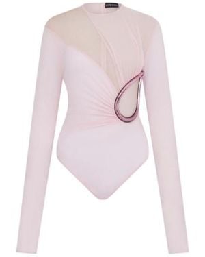 David Koma Long-Sleeved Tulle Onepiece - Pink