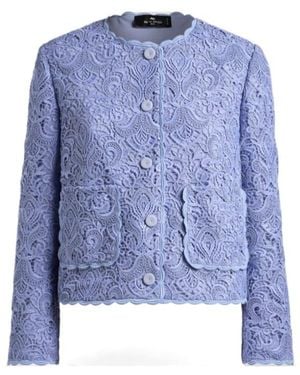 Etro Floral Macramé Jacket - Blue