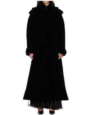 Jean Paul Gaultier Hooded Trench Coat With A Lapel Collar - Black