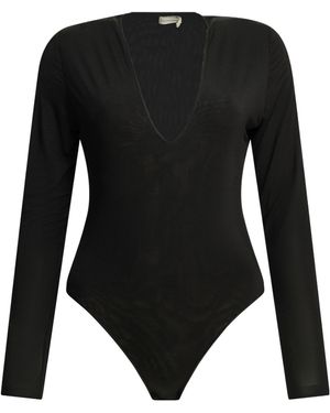 Zimmermann Deep Neck Long Sleeve Bodysuit - Black