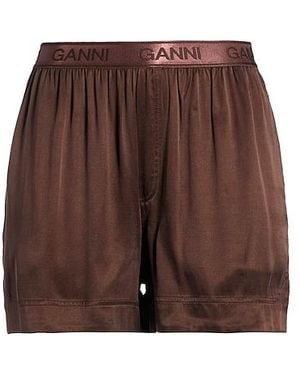 Ganni Satin Shorts - Brown