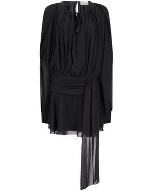 GIUSEPPE DI MORABITO Long Sleeved Draped Mini Dress - Black