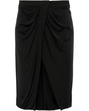 Tom Ford Lustrous Jersey Wrap Draped Skirt - Black