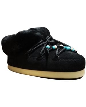 Moon Boot Beaded Lace Ankle Boots - Black