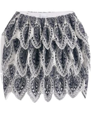 Dior Embroidered Ruffle Miniskirt - Grey