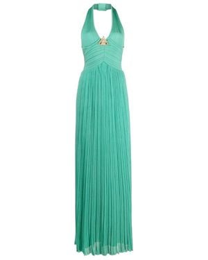 Balmain Embellished Pleated Halterneck Gown - Green