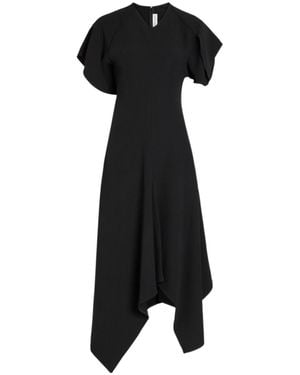Victoria Beckham Asymmetric Crepe Midi Dress - Black