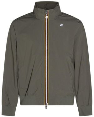 K-Way Striped Zip Stand-Collar Jacket - Green