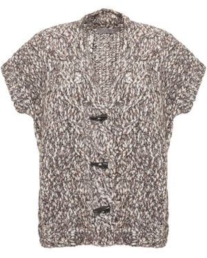 D.exterior Chunky Buttoned Knit Gilet - Grey