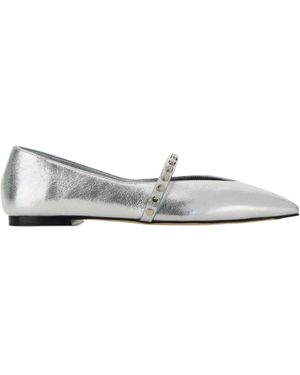 McQueen Pointed-Toe Embellished Ballerinas - White